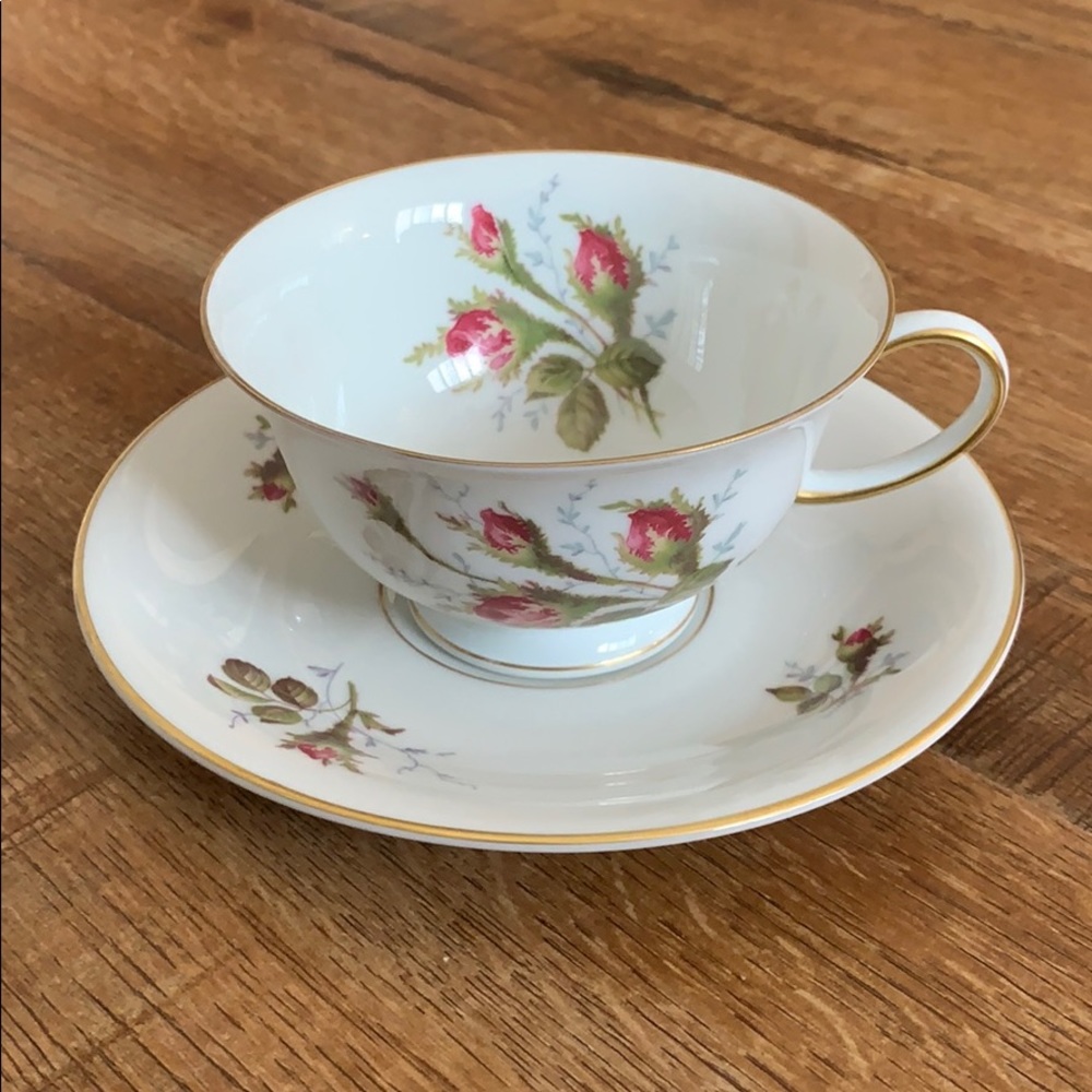 Rosenthal Petal Lane Cup and Saucer with gold trim